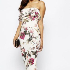 ASOS Strapless Floral Dress - Pink and Cream